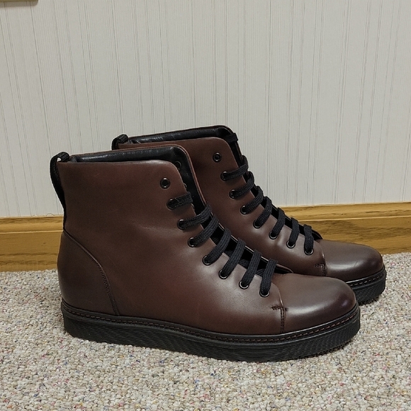 Vince Men's Malone Brown Leather Boots Sz 10. - Picture 1 of 7